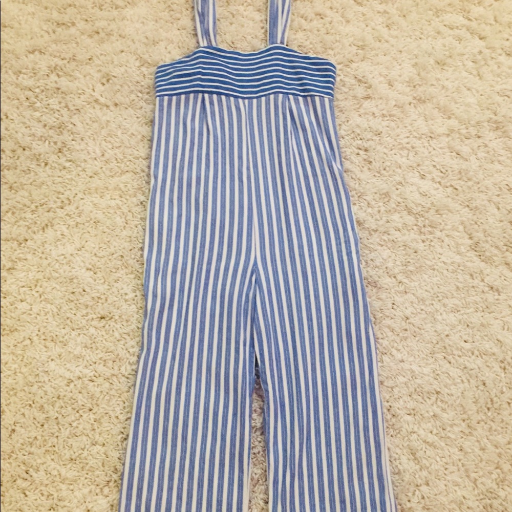 Zara Girls size 11/12 blue and white overalls